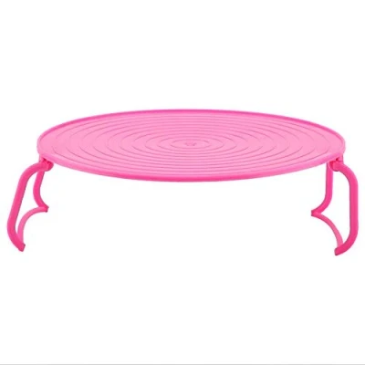 Image of TOPINCN Microwave Oven Heating Rack Multi Functional Plastic Folding Layered Steaming Cooking Tray Holder Organizer Kitchen Gadget(Red)