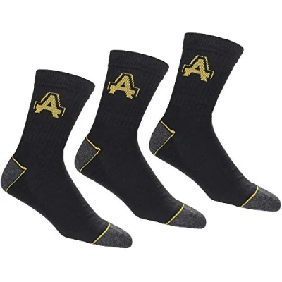 Image of Amblers Mens Contrast Ribbed Workwear Socks (Pack Of 3) (11 14) (Black/Grey)