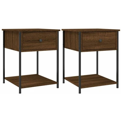 Image of vidaXL Bedside Tables 2 pcs Brown Oak 44x45x58 cm Engineered Wood