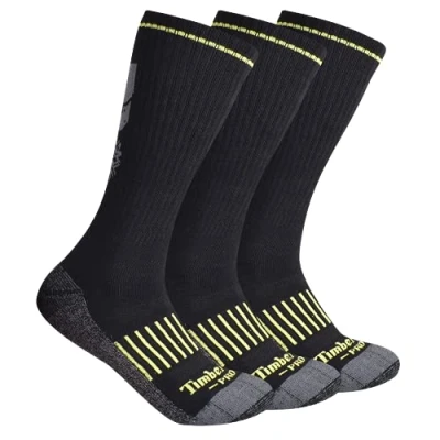Image of Timberland Men&#039;s 3 Pack Crew Socks Team, Black of 3, L