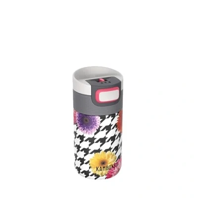 Image of KAMBUKKA Insulated Travel Mug (300 ml) Leak Proof Thermos: Snapclean® Technology Ideal for hot and Cold Drinks Non Slip Bottom Stainless Steel &quot;&quot;ETNA Floral Patchwork&quot;&quot; Model
