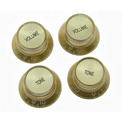 Image of KAISH 4X Guitar Reflector Knobs Gold with Cap Top Hat for Epiphone Les Paul SG