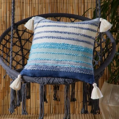 Image of Drift Home Grayson Outdoor Eco Friendly Cushion Cover 43 x 43cm in Blue