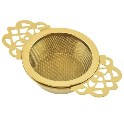 Image of Filter Tea Mesh Fine Strainers with Bowl Stainless Steel Loose Infusers Double Winged Handles for Juice Coffee (1, Golden)