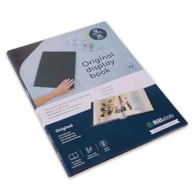Image of Rillstab Original Display Book (12 Transparent/Clear Pockets) A3 Front Page Ring Binder Portfolio &amp; Project Presentation Folder for Meetings Conferences Poly Clear Pocket Black 99314