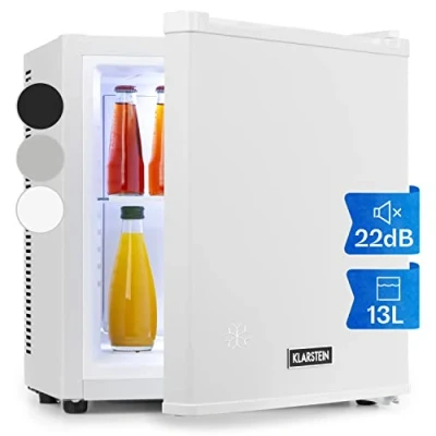 Image of KLARSTEIN Mini Fridge For Bedrooms, Food, Drinks, Beer &amp; Skincare Cooler, Manual Defrost, Thermoelectric, 13L Table Top w/Adjustable Shelves, Quiet Small Home Office