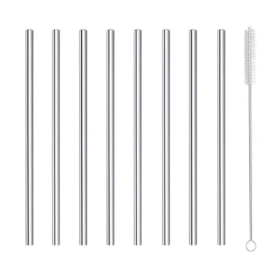 Image of morneve Cocktail Straws Short Small Mini Reusable Metal Stainless Steel Bar Drinking Straw Set with Cleaner Brush for Cocktails Rock Gin Glass Coffee Mason Jar Tumblers Juice Kids, Silver 8 PCS