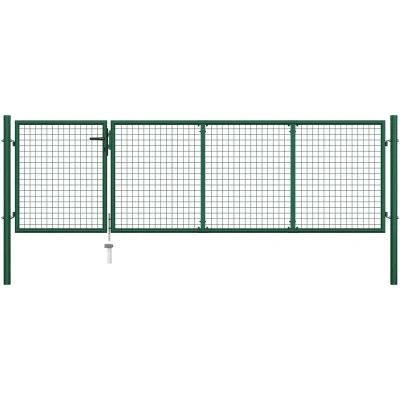 Image of vidaXL Garden Gate Steel 350x100 cm Green