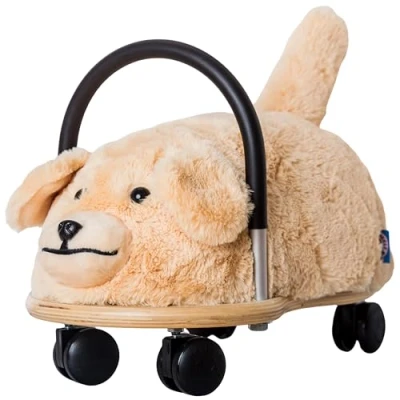 Image of Wheelybug Toddler Wooden Ride On Animal with Interchangeable Plush Cover, Safety Certified Developmental Toy, Small (1 3 Years), Dog
