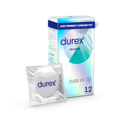 Image of Durex Nude, Condoms, Close Fit, 12s, Ultra Thin, Designed To Feel It All, With Silicone Lube