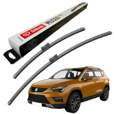 Image of Silbak Windscreen Wipers, for SEAT ATECA (04/2016 12/2022) Wiper Blades, 650mm/450mm, Front Blades Set Accessories,