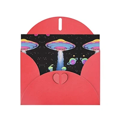 Image of Spaceship Pearl Paper Holiday Greeting Card (Horizontal) Thank You Invitation Blank