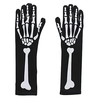 Image of Zac&#039;s Alter Ego Skeleton Long Sleeve Gloves Amazing Halloween Accessory