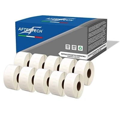 Image of Aftertech 10x 11355 19x51mm Compatible Adhesive Labels Rolls (500 Labels/roll = 5000 total) for Dymo LabelWriter Seiko SLP LabelWriters Printers S0722550 10x11355