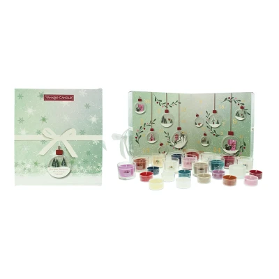Image of Yankee Candle Advent Calendar Book Scented Candles Gift Set 12 Filled Votives, Tea Lights and 1 Light Holder Snow Globe Wonderland Collection
