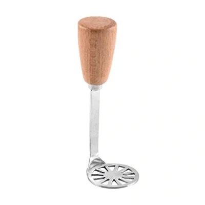 Image of ARFUKA Potato Masher, Masher Stainless Steel, Heavy Duty Manual Kitchen Tool with Wood Handle for Avocado, Bean, Vegetable