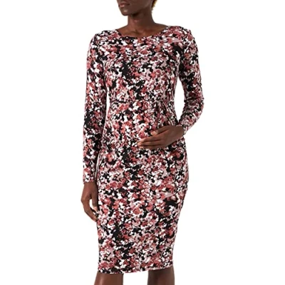 Image of Noppies Maternity Women&#039;s Dress Paoli Long Sleeve Allover Print, Black P090, M