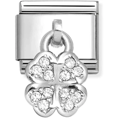 Image of Nomination White Four Leaf Clover Charm