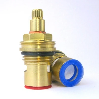 Image of Replacement Ceramic Tap Valve Quarter Turn BSP 1/2&quot; x 20 Spline 50mm 6mm Length (Solid Brass Screws Provided)