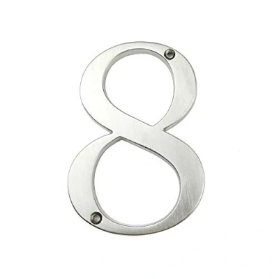 Image of HASWARE House Number Sign 4 inch (10 cm) Modern Door Numbers Signage Plaque Street Home Address Numerals Zinc Alloy (8, Silver)