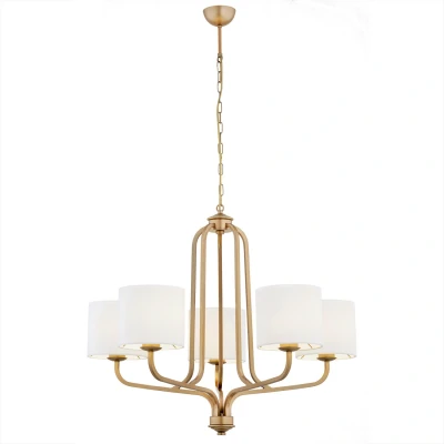 Image of Maranello Multi Arm Pendant Ceiling 5 Light White, Old Gold