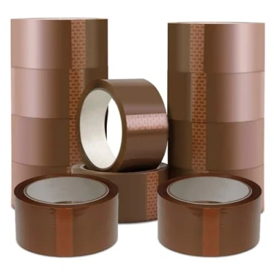Image of Packaging Tape, Brown Low Noise Tape 48mm x 66mm, Heavy Duty For Box Packaging, Strong and Secure Moving House, Sticky (BROWN, 12 ROLLS)
