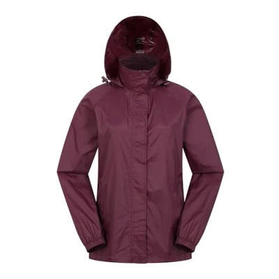 Image of Mountain Warehouse Pakka Womens Waterproof Packable Jacket Foldaway Hood Jacket, Ladies Coat, Lightweight Rain For Autumn Winter, Walking, Travelling Dark Purple Women&#039;s Size 12