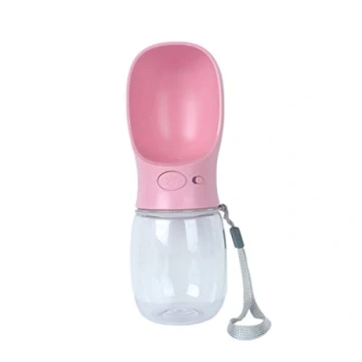 Image of ANFTOP Portable Dog Water Bottle, Outdoor Pet Dispenser Leak Proof Cat Travel Drinking Bottle Bowl Cup Pink 350ml