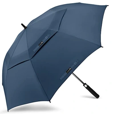 Image of ZOMAKE Large Golf Umbrella Windproof Strong 54 Inch Big Golfing Umbrellas Double Canopy Vented for Men Extra Oversize Umberella&#039;s with Strap(Navy Blue)
