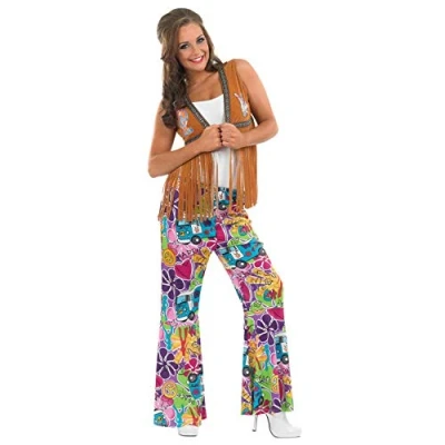 Image of Fun Shack Hippie Waistcoat 70s Fancy Dress Women, Hippy for Costume Women X Large