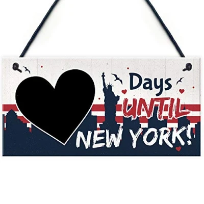 Image of RED OCEAN Chalkboard Days Until New York America Holiday Countdown Plaque Sign Gift For Friend Family
