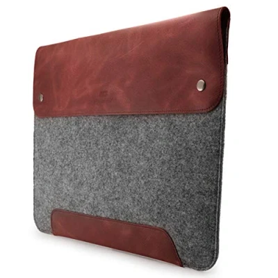 Image of MegaGear Genuine Leather and Fleece MacBook Bag Laptop Sleeve for Pro Air Case 16 Inch 15 15.5 (M2, M2 Pro, Max, M1) 2020 2021, 2022 2023 Models