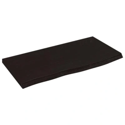 Image of vidaXL Solid Oak Wood Wall Shelf in Dark Grey Rustic Styled, Versatile Storage with Live Edge, Ideal for Living Room, Office or Kitchen