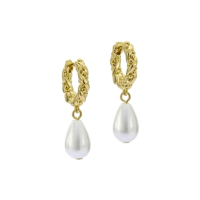 Image of Ted Baker Tilly Twisted Pearl Drop Earrings for Women (Gold/Pearl)