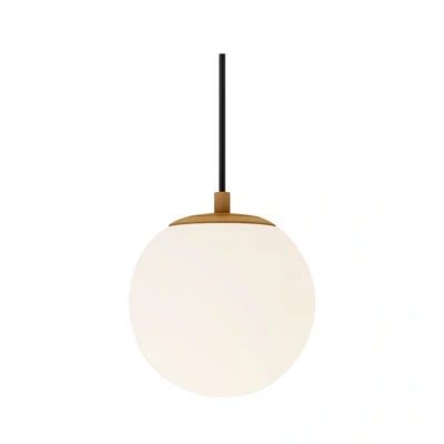 Image of Lucande hanging light Bidolo, brass coloured, glass, 15 cm, IP44