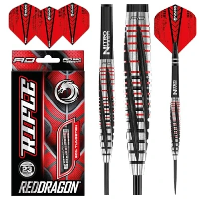 Image of RED DRAGON Rifle 23 Gram Premium Tungsten Steeltip Darts Set with Flights and Stems