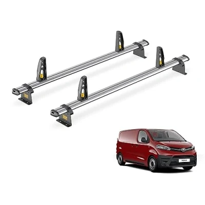 Image of Van Guard Trade Roof Rack for Toyota ProAce (2016+) 2 Steel Bars &amp; Loadstops [Only Suitable &#039;Medium&#039; Wheelbase Models] UltiBar SB333