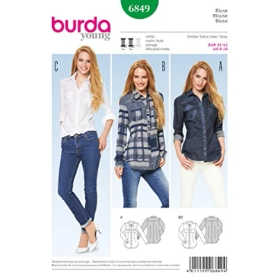 Image of Burda Blouse Sewing Pattern 6849, Size 32 42, Paper