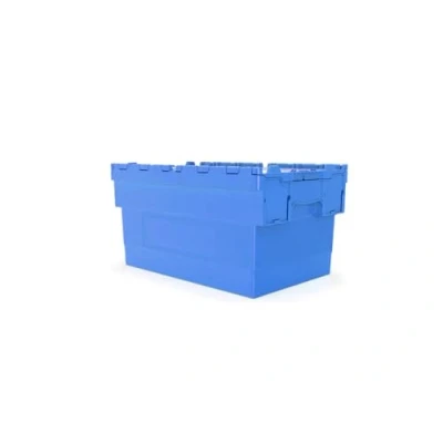 Image of HomeHQ 60L Attached Lid Container, Plastic Box with Lid, Storage Container Crate Tote, (600x400x320mm) (BLUE)