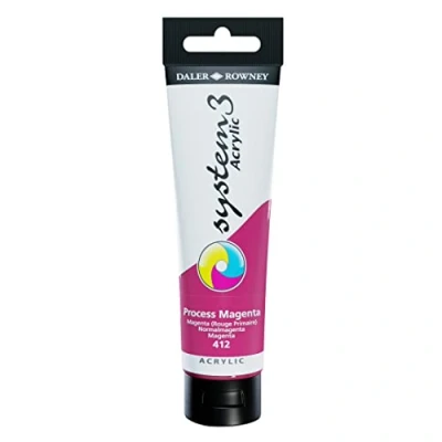Image of Daler Rowney System3 Acrylic Paint, Plastic Tube, 5.07oz 150 ml, Process Magenta