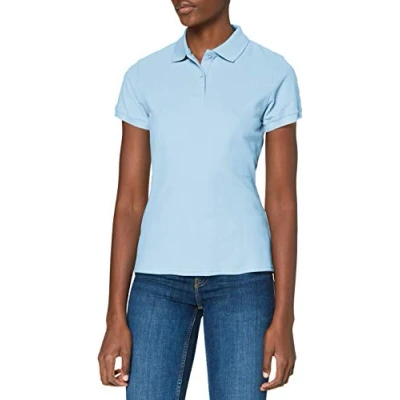 Image of FRUIT OF THE LOOM Women&#039;s Premium Polo Shirt, Sky, XS UK