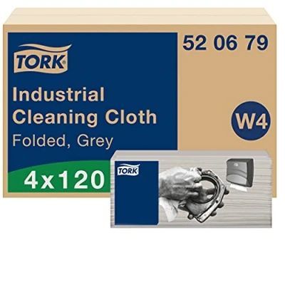 Image of Tork Industrial Cleaning Cloth Grey W4, Flexible and Soft, 4 x 120 cloths, 520679