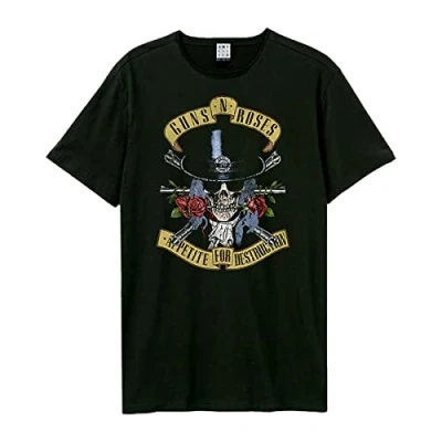 Image of Amplified Guns N Roses Top Hat Skull Charcoal T shirt (XX)