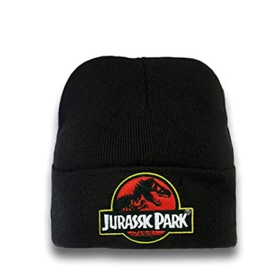 Image of Logoshirt®️ Film Jurassic Park Logo Beanie I Knitted Hat Men &amp; Women Embroidered Licenced Original Design Black