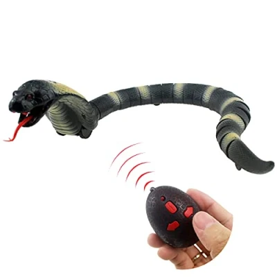 Image of Escomdp RC Snake Infrared Remote Control Cobra Naja Animal Car Vehicle Prank Scary Toy Realistic Kids Birthday (Grey)