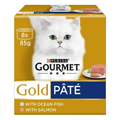 Image of GOURMET Gold Senior 7+ Pate Fish Wet Cat Food 8x85g