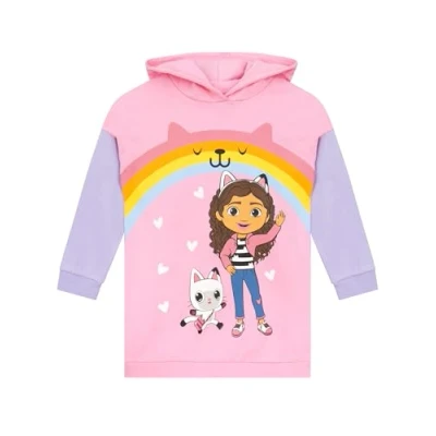 Image of DREAMWORKS Gabby’s Dollhouse Girls Hoodie Longline Gabbys Clothes Girls&#039; Hoodies Pink 9 10 Years
