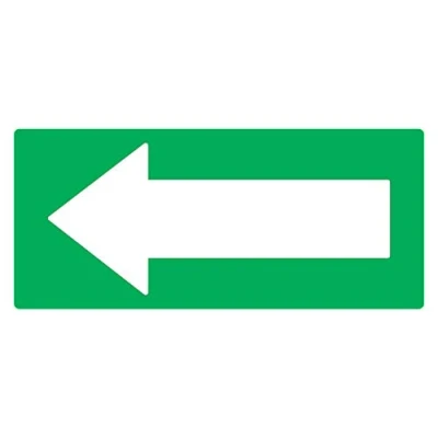 Image of 4 x Green Arrow Left Info Label Sign Removable Self Adhesive Waterproof Durable Vinyl Sticker 225mm 106mm
