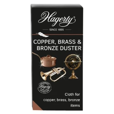 Image of Hagerty Copper, Brass &amp; Bronze Duster 36x55 cm I copper polishing cloth Antioxidation protection Cleaning for vases tableware decorative items musical instruments etc