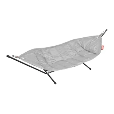 Image of Fatboy Headdemock Hammock with Stand Double 2 Person Easy to Assemble Metal Frame Outdoor Max Load Capacity 150 kg Light Grey